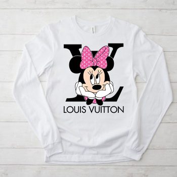 Louis Vuitton Logo Luxury Pink And White Monogram Canvas Pattern Minnie Mouse Unisex & Kid Long Sleeve Tee TBL142