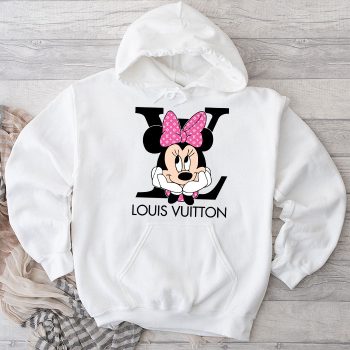 Louis Vuitton Logo Luxury Pink And White Monogram Canvas Pattern Minnie Mouse Unisex Pullover Hoodie TB148