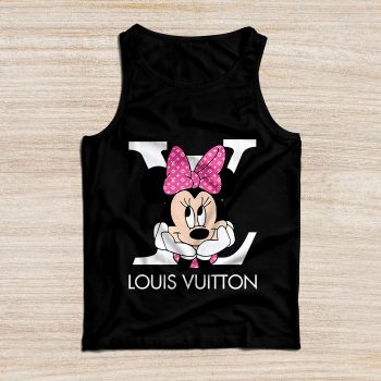 Louis Vuitton Logo Luxury Pink And White Monogram Canvas Pattern Minnie Mouse Unisex Tank Top TB085