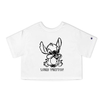 Louis Vuitton Logo Luxury Stitch Mickey Mouse Champion Women Cropped T-Shirt CTB2360