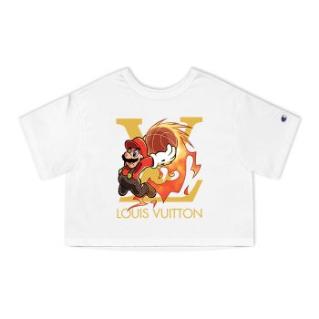 Louis Vuitton Logo Luxury Super Mario Champion Women Cropped T-Shirt CTB2348