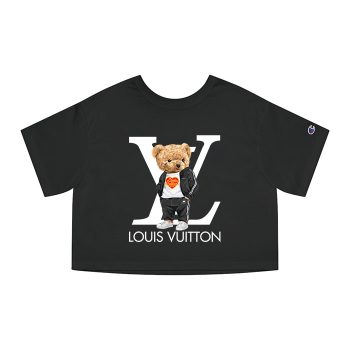 Louis Vuitton Logo Luxury Teddy Bear Champion Women Cropped T-Shirt NTB2126
