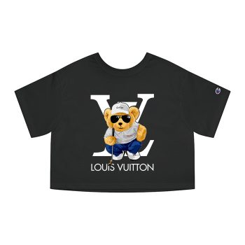 Louis Vuitton Logo Luxury Teddy Bear Champion Women Cropped T-Shirt NTB2130