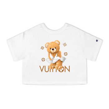 Louis Vuitton Logo Luxury Teddy Bear Champion Women Cropped T-Shirt NTB2134