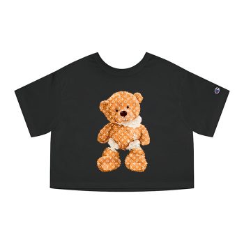 Louis Vuitton Logo Luxury Teddy Bear Champion Women Cropped T-Shirt NTB2137