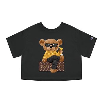 Louis Vuitton Logo Luxury Teddy Bear Champion Women Cropped T-Shirt NTB2138