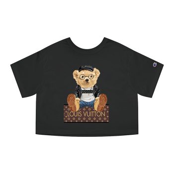 Louis Vuitton Logo Luxury Teddy Bear Champion Women Cropped T-Shirt NTB2139