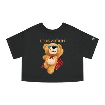 Louis Vuitton Logo Luxury Teddy Bear Champion Women Cropped T-Shirt NTB2140