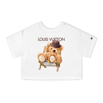 Louis Vuitton Logo Luxury Teddy Bear Champion Women Cropped T-Shirt NTB2141