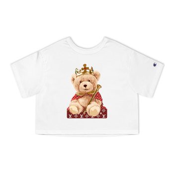 Louis Vuitton Logo Luxury Teddy Bear Champion Women Cropped T-Shirt NTB2143