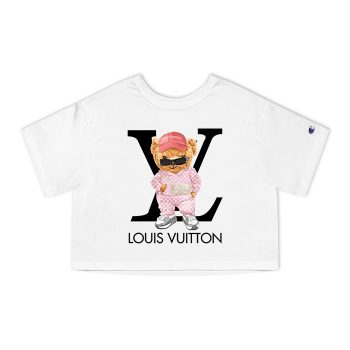 Louis Vuitton Logo Luxury Teddy Bear Champion Women Cropped T-Shirt NTB2150