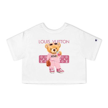 Louis Vuitton Logo Luxury Teddy Bear Champion Women Cropped T-Shirt NTB2155