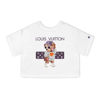 Louis Vuitton Logo Luxury Teddy Bear Champion Women Cropped T-Shirt NTB2156
