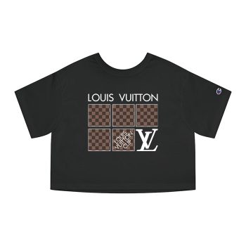 Louis Vuitton Logo Luxury With Damier Pattern Champion Women Heritage Cropped T-Shirt CTB197