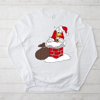 Louis Vuitton Monogram Canvas Pattern Donald Duck Santa Unisex & Kid Long Sleeve Tee TBL128