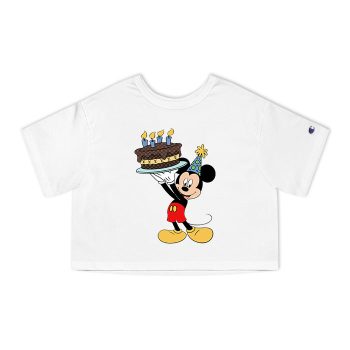 Louis Vuitton Monogram Canvas Pattern Happy Birthday Mickey Mouse Champion Women Heritage Cropped T-Shirt CTB094