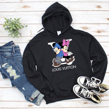 Louis Vuitton Monogram Canvas Pattern Mickey Mouse And Minnie Mouse Unisex Pullover Hoodie TB160