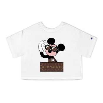 Louis Vuitton Monogram Canvas Pattern Mickey Mouse Champion Women Heritage Cropped T-Shirt CTB095