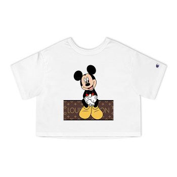 Louis Vuitton Monogram Canvas Pattern Mickey Mouse Champion Women Heritage Cropped T-Shirt CTB096