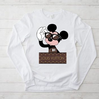 Louis Vuitton Monogram Canvas Pattern Mickey Mouse Unisex & Kid Long Sleeve Tee TBL095