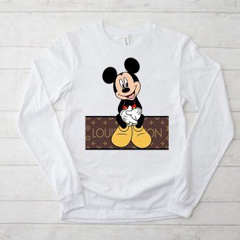 Louis Vuitton Monogram Canvas Pattern Mickey Mouse Unisex & Kid Long Sleeve Tee TBL096