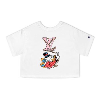 Louis Vuitton Red Monogram Canvas Pattern Scrooge Mcduck Champion Women Heritage Cropped T-Shirt CTB099