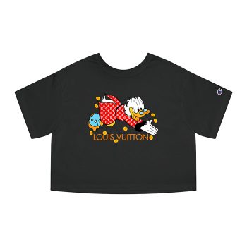 Louis Vuitton Red Monogram Canvas Pattern Scrooge Mcduck Champion Women Heritage Cropped T-Shirt CTB100