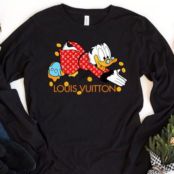 Louis Vuitton Red Monogram Canvas Pattern Scrooge Mcduck Unisex & Kid Long Sleeve Tee TBL100