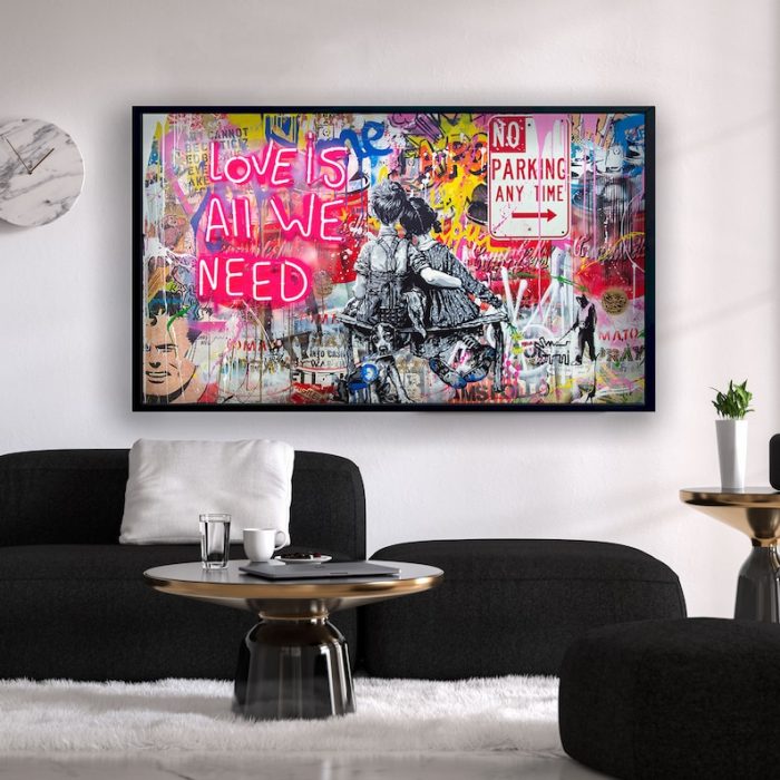 Lovers Banksy Style Canvas Wall Art Graffiti Pop Art Poster Lovers Street Art Banksy Pop Art
