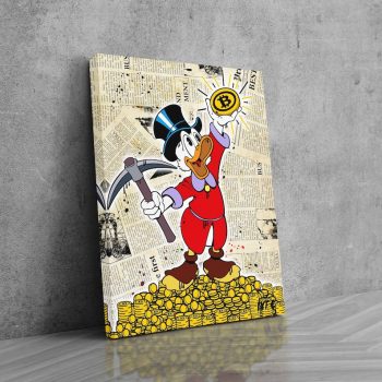Mining Bitcoin X Uncle Scrooge Canvas Wall Decor Pop Art Alec Monopoly Inspired Crypto Art Entrepeneur Art