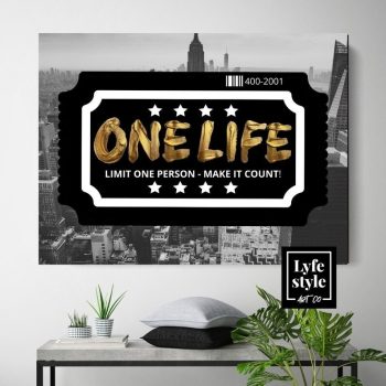 One Life Canvas Gary Vee Motivation Entrepreneur Canvas Art Golden Ticket Money Art