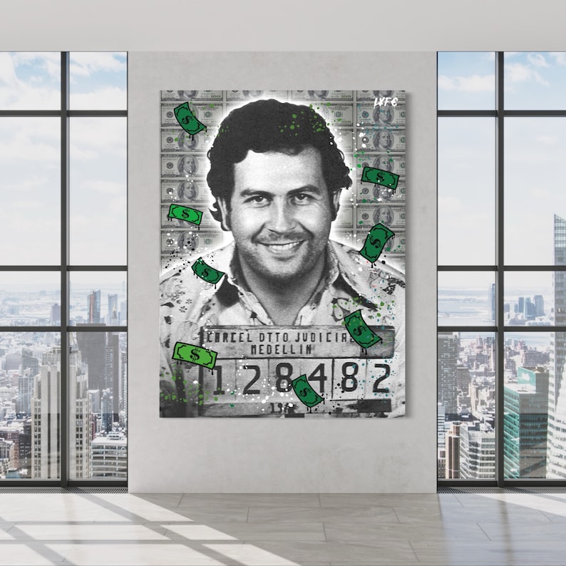 Pablo Escobar Canvas Scarface Tony Montana Mug Shot Pop Art Large Wall Art Cadadesigns