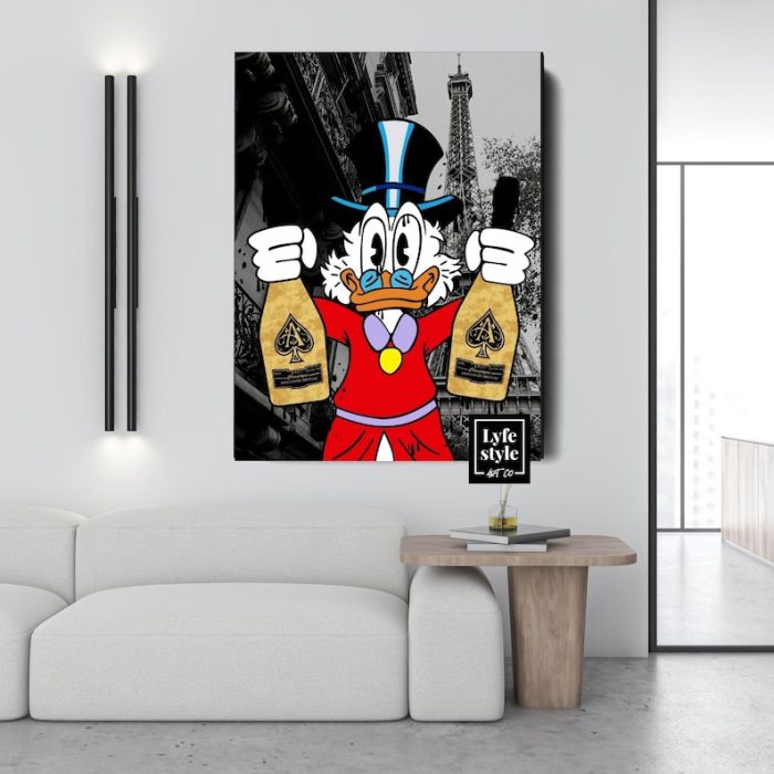 Paris X Scrooge Mcduck Canvas Alec Monopoly Inspired Champagne Dom Dreams Entrepreneur Art