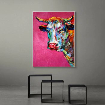 Pop Art Canvas Poster Print Wall Decor Cow Painting