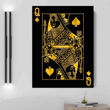 Queen Gold Playing Card Canvas Luxury Art Wall Decor Gold Art Motivation Art Home Decor