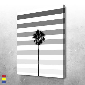 Retro Beach Palm Tree Design with Black and White Color Canvas Poster Print Wall Art Decor