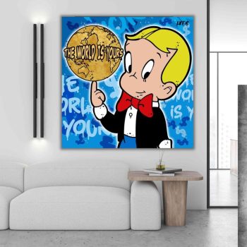 Richie Rich 'The World Is Yours' Canvas Alec Monopoly Inspired Motivation Money Pop Art Canvas Street Art Dom Perignon