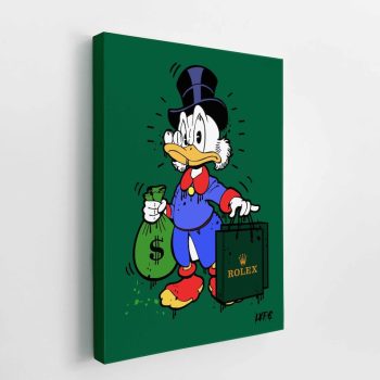 Rolex X Scrooge Mcduck Canvas Alec Monopoly Inspired Wall Decor Rolex Art Rolex Watch Art Canvas Street Art Dom Perignon