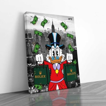 Rolex X Scrooge Mcduck Ny Canvas Alec Monopoly Inspired Wall Decor Motivation Money Pop Art Canvas Street Art Dom Perignon