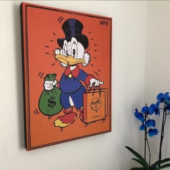 Scrooge Mcduck Alec Monoply Canvas Hermes Inspired Luxury Interior Art Wall Art Office Art Orange