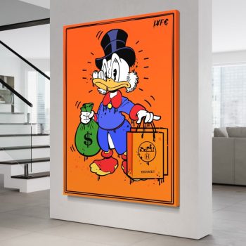 Scrooge Mcduck Alec Monoply Canvas Hermes Inspired Motivational Interior Art Wall Art Office Art Orange