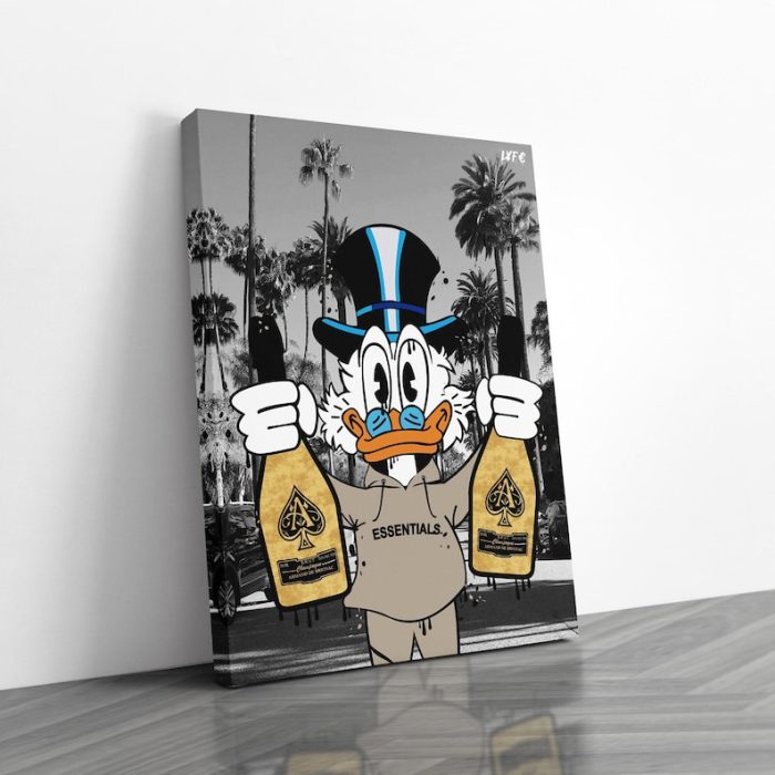 Scrooge Mcduck Canvas Essentials Alec Monopoly Inspired Amex Motivation Money Pop Art Canvas Street Art Champagne