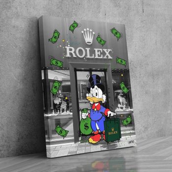 Scrooge Mcduck Canvas Rolex Watch Art Alec Monopoly Luxury Art Banksy Pop Art