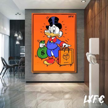 Scrooge Mcduck Canvas Street Art Alec Monopoly Motivational Interior Art Wall Art Office Art