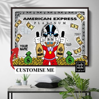 Scrooge Mcduck Customise Canvas American Express Alec Monopoly Inspired Street Pop Art