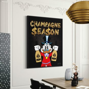 Scrooge Mcduck X Champagne Canvas Gold Art Alec Monopoly Wall Decor Ace Of Spades Luxury Art