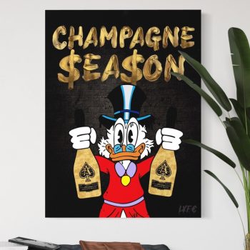 Scrooge Mcduck X Champagne Canvas Gold Art Alec Monopoly Wall Decor Ace Of Spades Luxury Art