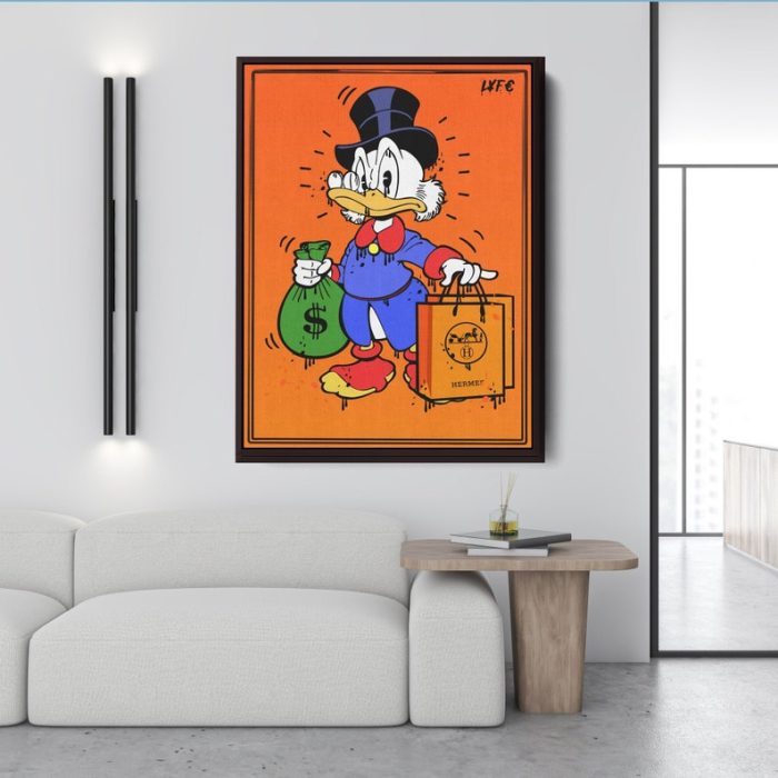 Scrooge Mcduck X Hermes Canvas Street Art Motivational Interior Art Wall Art Office Art
