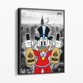 Scrooge Mcduck X New York X Ace Of Spades Canvas Street Art Alec Monopoly Inspired Champagne Art Gold Art