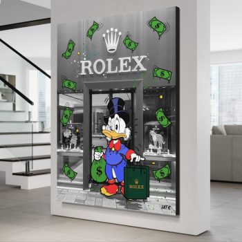 Scrooge Mcduck X Rolex Watch Art Alec Monopoly Luxury Art Canvas Poster Print Wall Art Decor